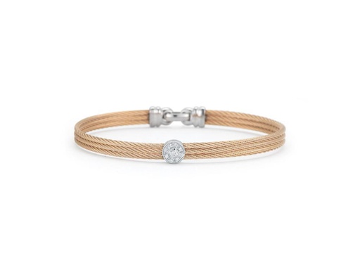 [AL.FASH.0053149] Rose Cable Classic Stackable Bracelet With Single Round Station Set In 18k White Gold