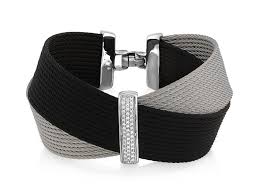 [AL.FASH.0053311] Crisscross White & Black With Diamond Center
