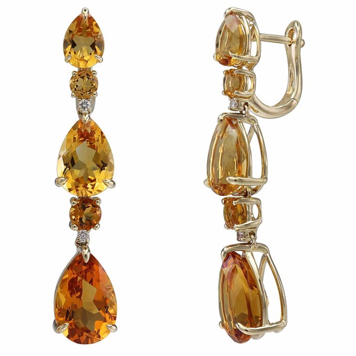[LA.GEMS.0053522] Ombre Citrine Pear Shape Drop Earrings