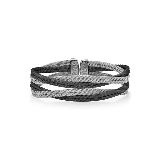 [AL.FASH.0053543] Black & Grey Cable Entwine Cuff