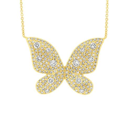 [SH.DIAM.0053651] 14k Yellow Gold Diamond Butterfly Necklace
