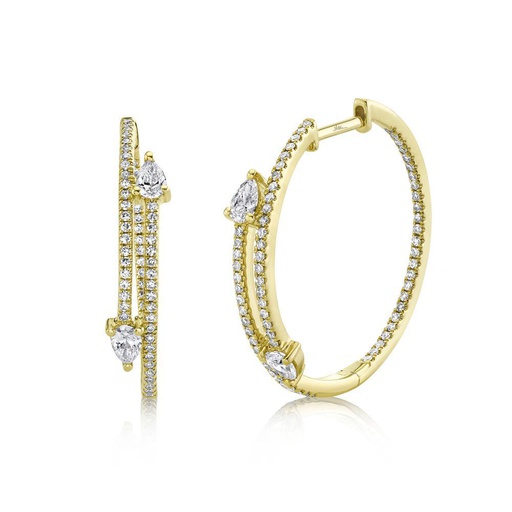 Diamond Hoop Earrings With Pear Tips