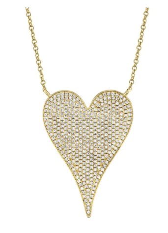 14k Large Pave Heart Necklace