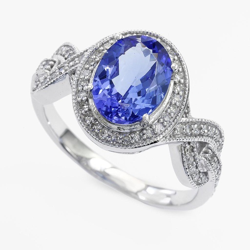 [LA.GEMS.0053774] 14k White Gold Tanzanite & Diamond Ring