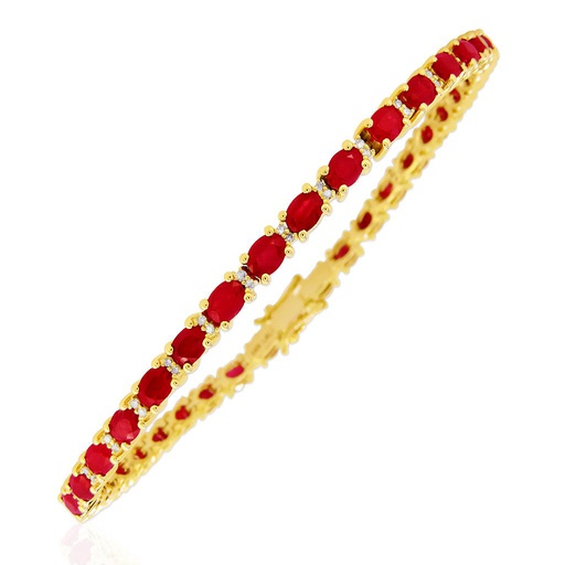 [LA.GEMS.0053805] 14k Yellow Gold Ruby &amp; Diamond Bracelet