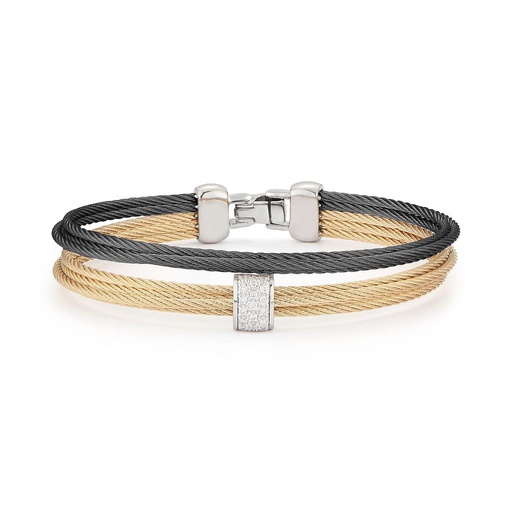 [AL.FASH.0053875] Black &amp; Yellow Cable Small 2 Row Simple Stack Bracelet