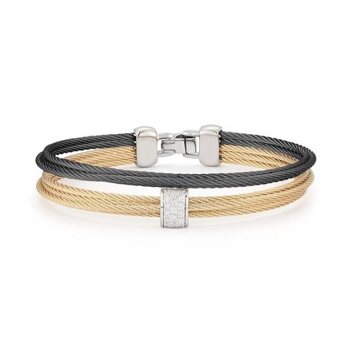 [AL.FASH.0053875] Black & Yellow Cable Small 2 Row Simple Stack Bracelet