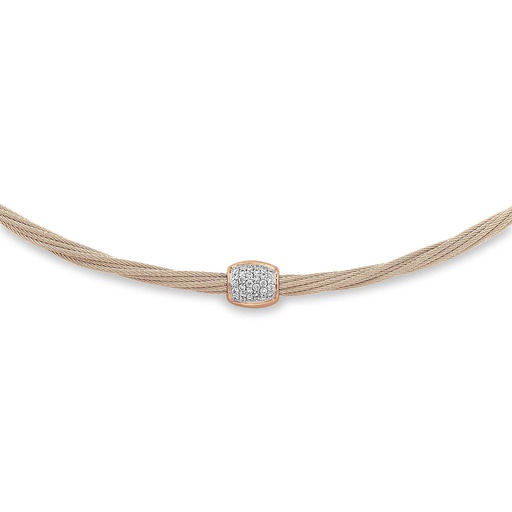 [AL.FASH.0053885] Carnation Cable Helix Necklace With 18k Rose Gold &amp; Diamonds