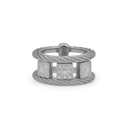 Grey Cable Reflections Ring With 18k White Gold &amp; Diamonds