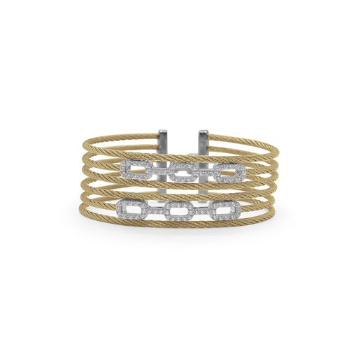 [AL.FASH.0053990] Yellow Cable Layered Links Bracelet With 18k White Gold &amp; Diamonds