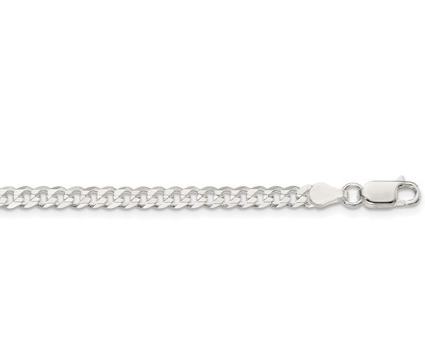 [QU.FASH.0053991] Sterling Silver 3.8mm Flat Curb Chain
