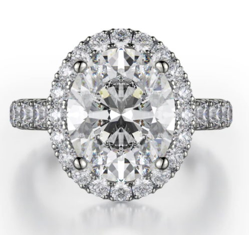[MI.ENGA.0054163] 18k White Gold Diamond Halo Engagement Ring For Oval