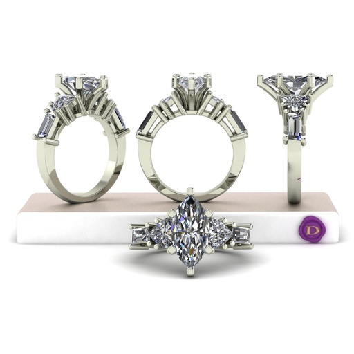 [GE.ENGA.0054165] 18k White Gold Mounting For Clients 5 Diamonds