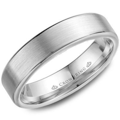 [CR.WEDD.0054295] 14k White Gold Brushed Wedding Band