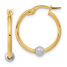 [QU.GOLD.0054304] Two Tone Polished Diamond Cute Hoop Earrings