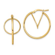 [QU.GOLD.0054307] Twisted Circle Inside Hoop Earrings