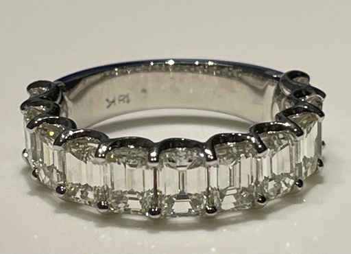 [LN.WEDD.0054466] 18k White Gold Ushape Set Emerald Cut Diamond Band