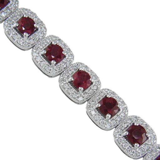 [SA.GEMS.0054474] 18k White Gold Ruby &amp; Diamond Bracelet