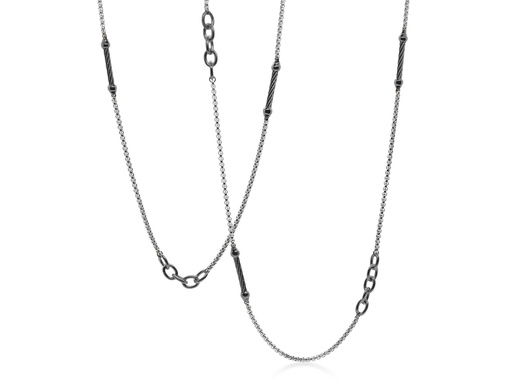 [AL.FASH.0054497] Grey & Steel Grey Chain Reaction Necklace