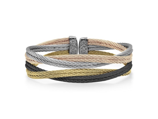 [AL.FASH.0054498] Black, Carnation, Grey, & Yellow Entwine Cuff