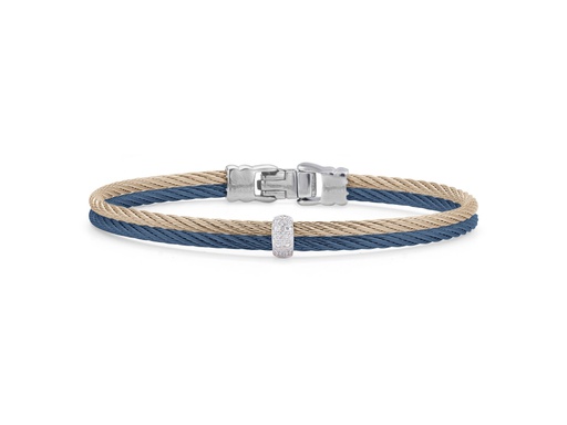 [AL.FASH.0054505] Double Cable Bracelet With 18k White Gold & Diamonds