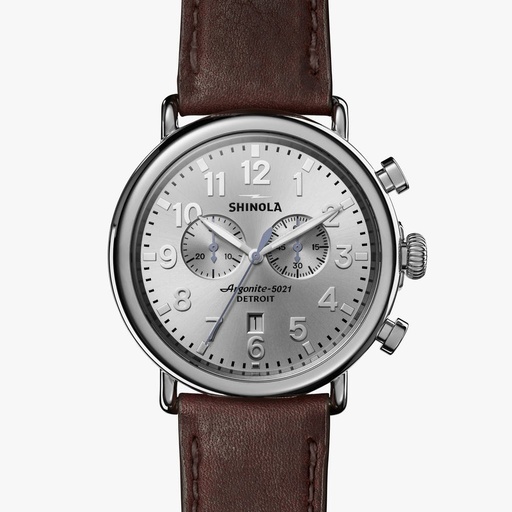 Runwell 47mm Chronograph Steel Watch On Strap