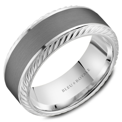 [CR.WEDD.0054858] 14k White Gold & Tantalum Rope Edge Wedding Band