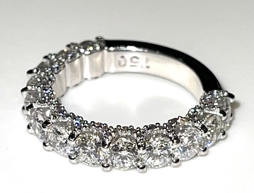 [GE.WEDD.0054881] 18k White Gold U-Set Diamond Wedding Band With Pave Front & Back