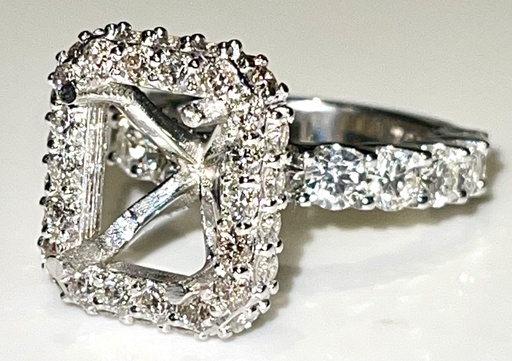 [GE.ENGA.0054882] 18k White Gold U-Set 3-D Halo Engagement Ring
