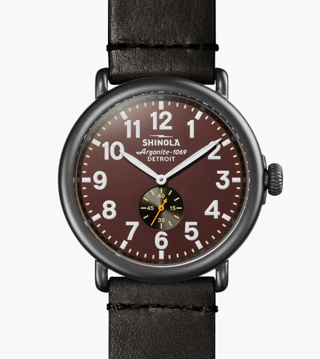 [SH.WATC.0054927] Runwell 47mm Black PVD Watch With Black Sub Second Dial On Strap