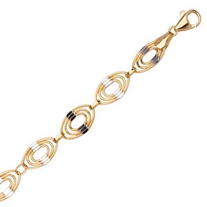 [MI.GOLD.0055033] 14k Yellow & White Triple Oval Bracelet