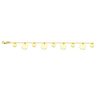 [MI.GOLD.0055036] 14k Multi Size Disc Adjustable Bracelet