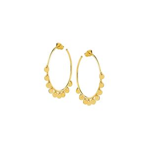 [MI.GOLD.0055041] 14k 32mm Open Hoops With 9 Dangle Discs