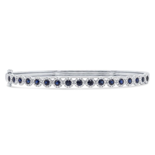 [SH.GEMS.0055104] 14k Sapphire &amp; Diamond Bangle Bracelet