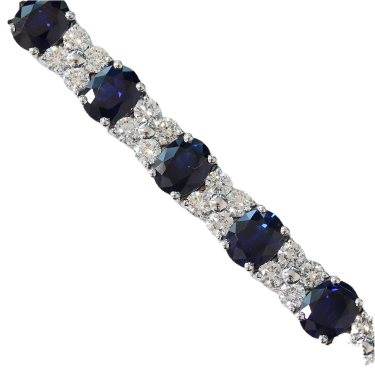 [SA.GEMS.0055149] 18k White Gold Sapphire &amp; Diamond Bracelet