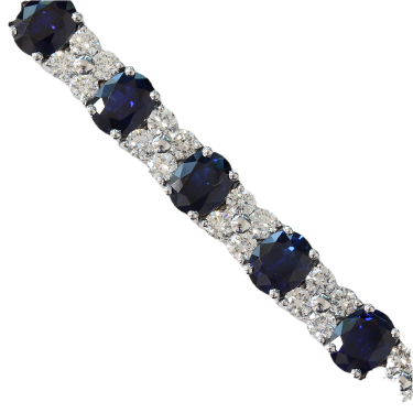 [SA.GEMS.0055149] 18k White Gold Sapphire & Diamond Bracelet
