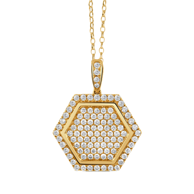 [DO.DIAM.0055183] 18k Diamond Fibonacci Hexagon Pave Diamond Pendant