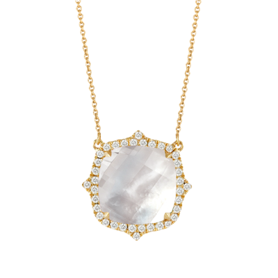 [DO.GEMS.0055188] 18k Diamond White Orchid Mother Of Pearl Necklace