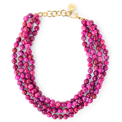 [NE.FASH.0055231] Purple Magenta Agate Multistrand Necklace