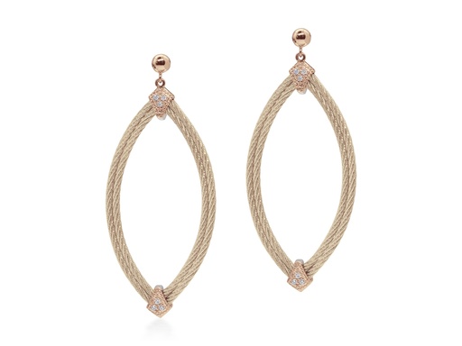 [AL.FASH.0055238] Cable Marquis Earrings With 18k Rose Gold &amp; Diamonds