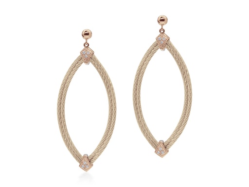 [AL.FASH.0055238] Cable Marquis Earrings With 18k Rose Gold & Diamonds