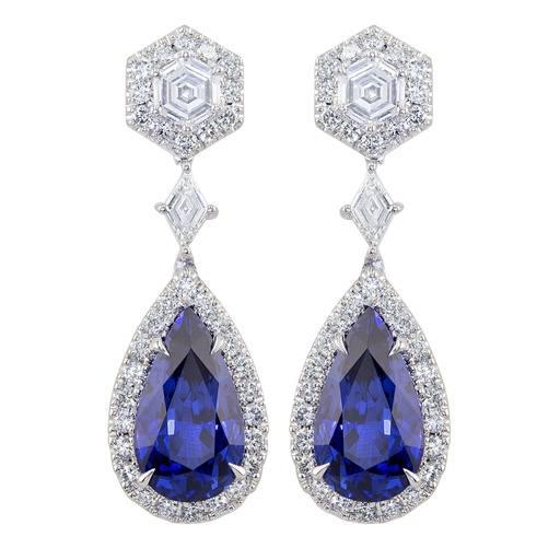 [SA.GJER.0055267] 18k White Gold Ceylon Sapphire Drop Earrings
