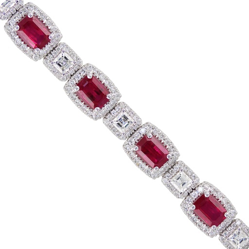 [SA.GJBR.0055436] 18K White Gold Ruby and Diamond Bracelet