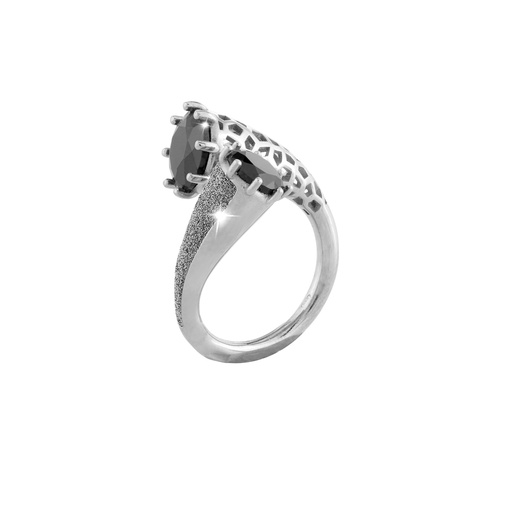 Jolie Ring with 2 Black Stone and Diamond Dust