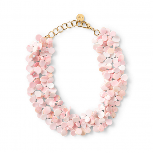 [FNEC.00072517] Pink Conch Shell Cluster Necklace