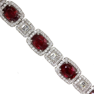[GJBR.00072598] Oval Colored Gemstone with Cushion Halo and Diamond Bracelet