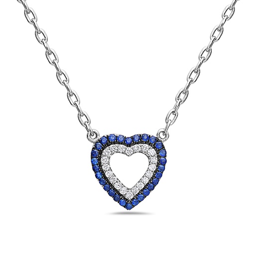Colored Stone and Diamond Heart Necklace