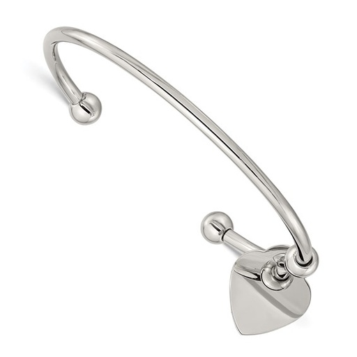 [FBRA.00073580] Stainless Steel Polished with Heart Charm Cuff Bangle