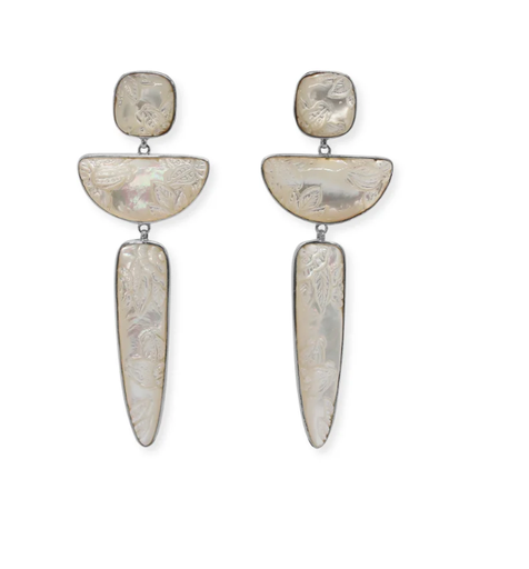 [FEAR.00073631] Hand Carved Mother Of Pearl Earrings