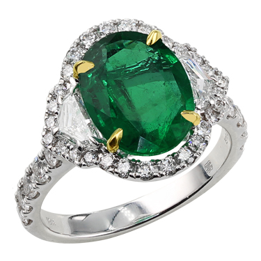 [GJRG.00073756] Emerald and Diamond Ring